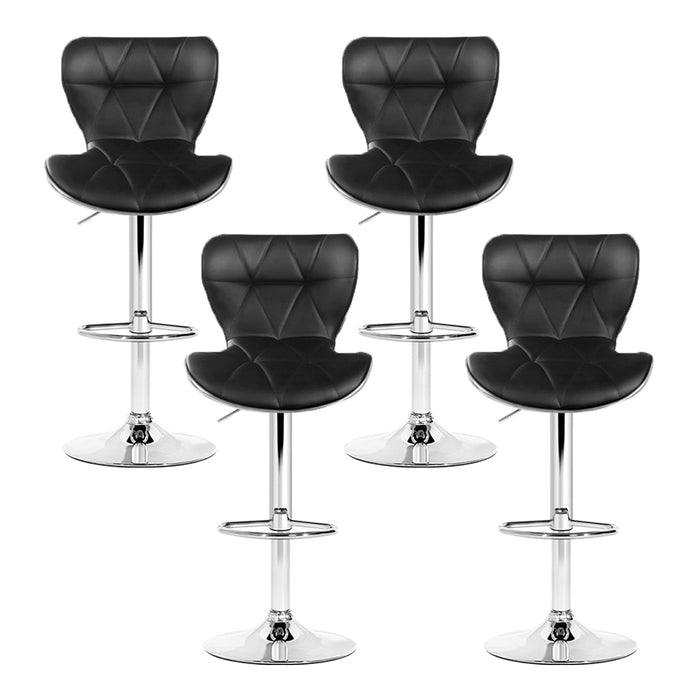 Sophia Pu Leather  Bar Stool (Set of 4) Black