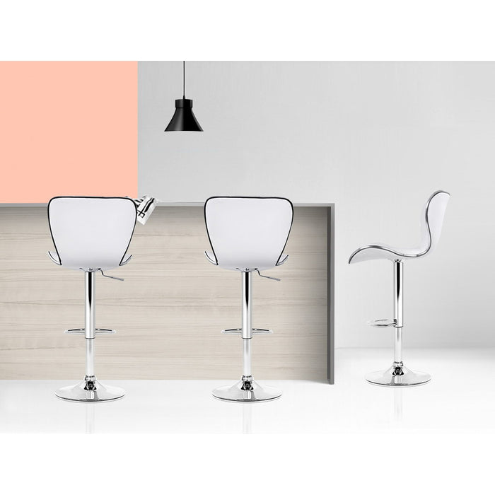 Sophia Pu Leather Bar Stools (Set of 2) White