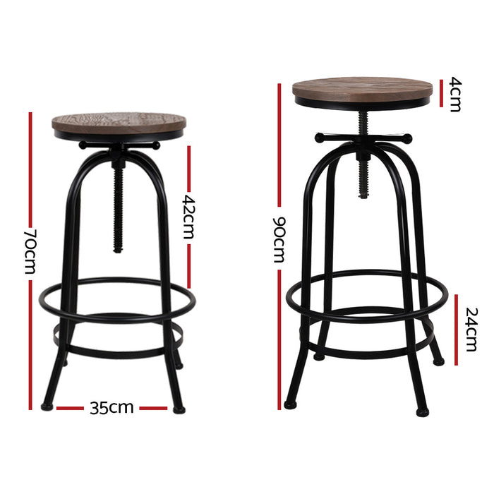 Jacks Vintage Industrial Steel Wooden Bar Stool (Set Of 2)