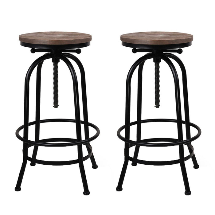 Jacks Vintage Industrial Steel Wooden Bar Stool (Set Of 2)