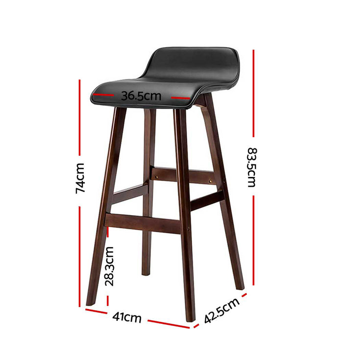 Lanelle Wooden Black Pu Leather Bar Stool (Set of 2) 74cm