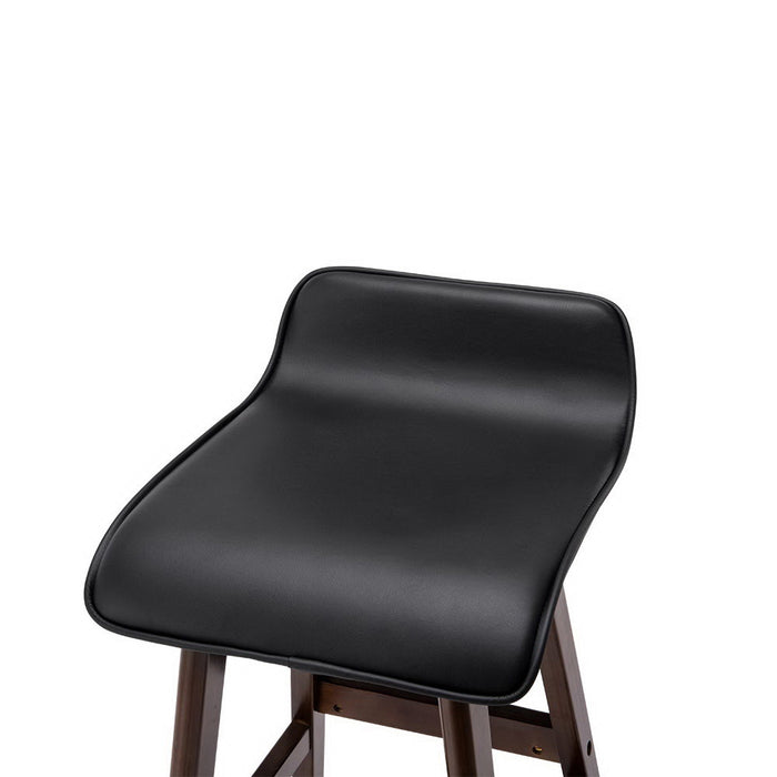 Lanelle Wooden Black Pu Leather Bar Stool (Set of 2) 74cm