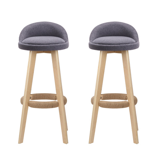 Adele Natural Wood Fabric Kitchen Barstool (Set of 2) 69 cm grey