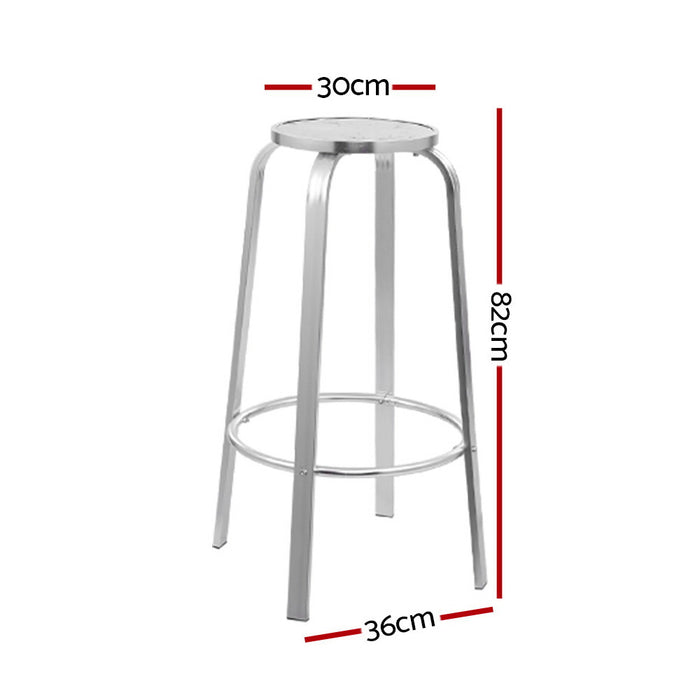 Set of Aluminum Outdoor Bar Stools 82cm