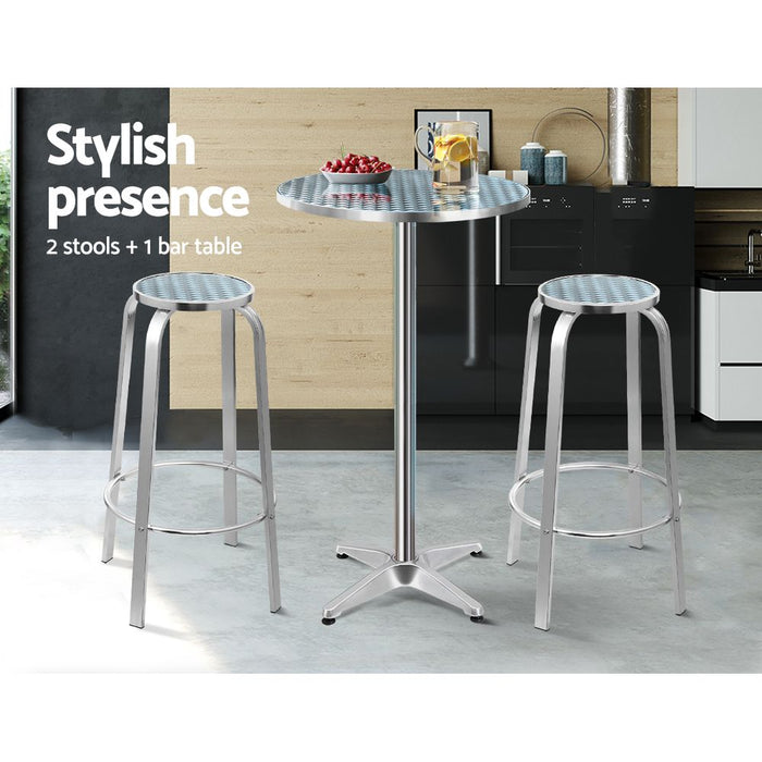 Adjustable Aluminum Table Stools Bar Set