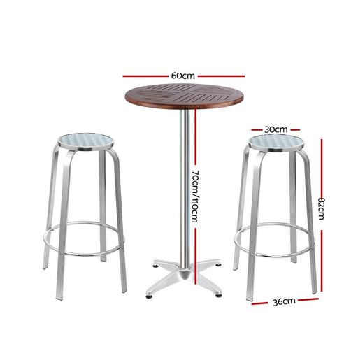 Adjustable Aluminum Bar Table Stools Set