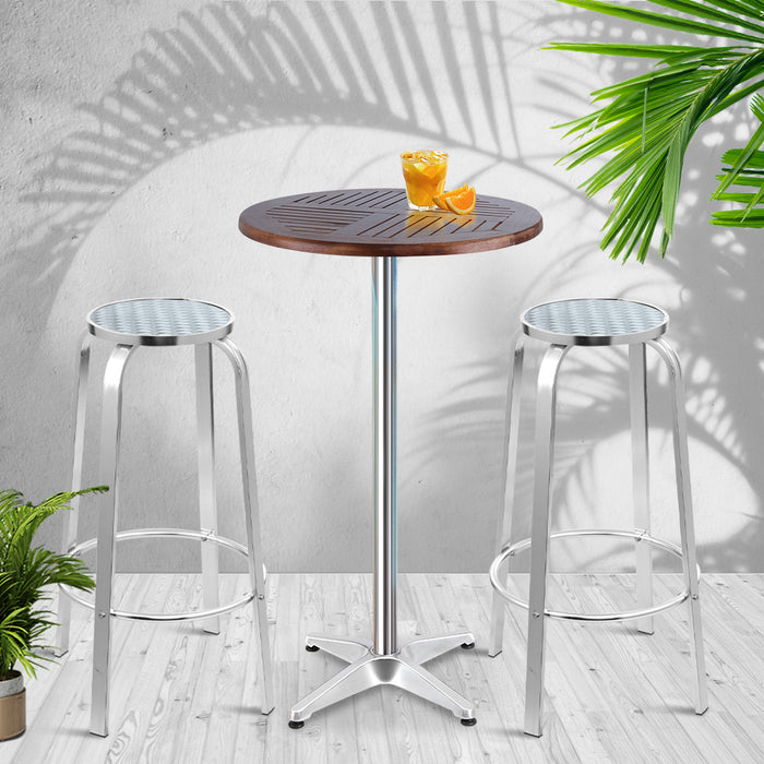 Adjustable Aluminum Bar Table Stools Set