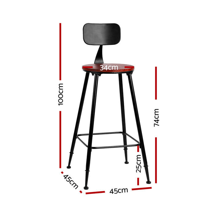 Richmond Industrial Wooden Bar Stool (Set of 2)  74cm